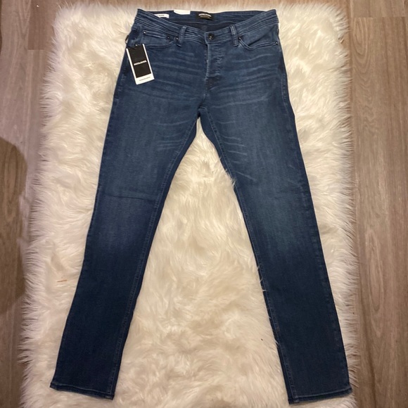 Jack & Jones Denim Men’s Blue Jeans Skinny Glenn Waist Size 32 Leg 32 NWT - Picture 1 of 9